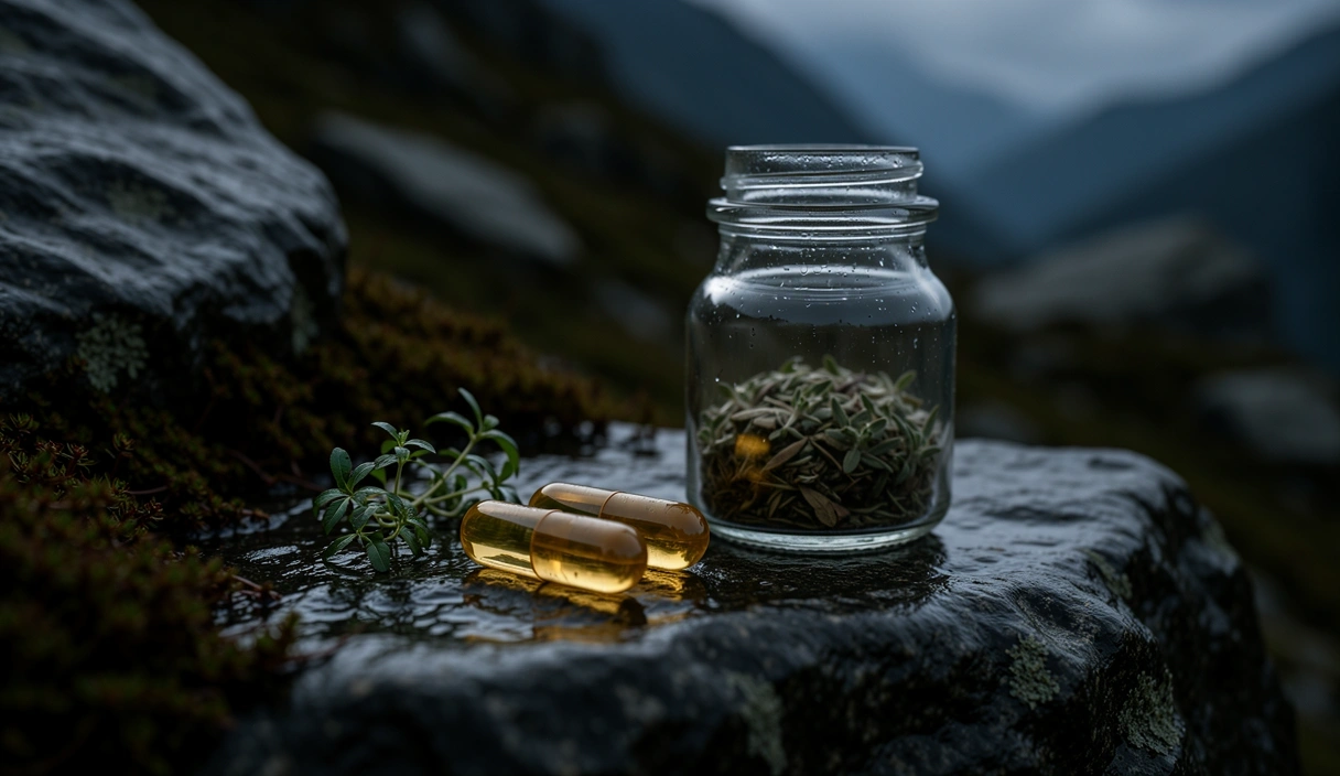 Slovenian Alpine flora and mineral-rich stones